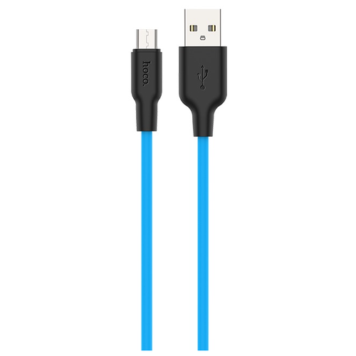 Кабель Hoco X21 Plus USB - MicroUSB, 1 м, 1 шт., черный/синий кабель micro usb hoco x21 2a 1 м силикон
