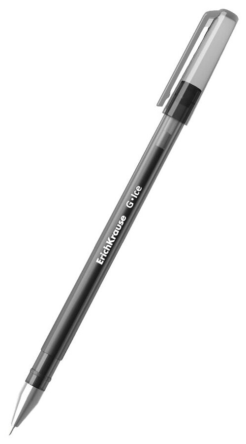 Ручка гелевая ERICH KRAUSE "G-Ice", черная, корпус прозрачный, игольчатый узел 0,5 мм, линия письма 0,4 мм, 39004 (арт. 142263)
