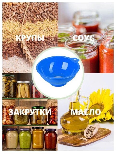 Воронка для банок с широким горлышком, цвет Синий/воронка кухонная/воронка пластиковая - фотография № 5