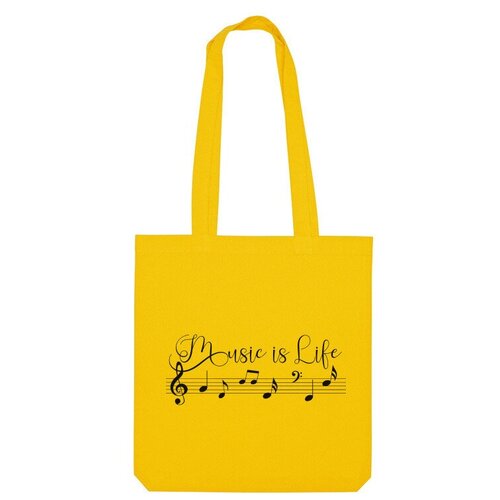 Сумка шоппер Us Basic, желтый мужская футболка музыка это жизнь с нотами music is life l желтый