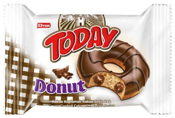 Кекс Today Donut вкус какао 50 грамм Упаковка 24 шт - фотография № 2