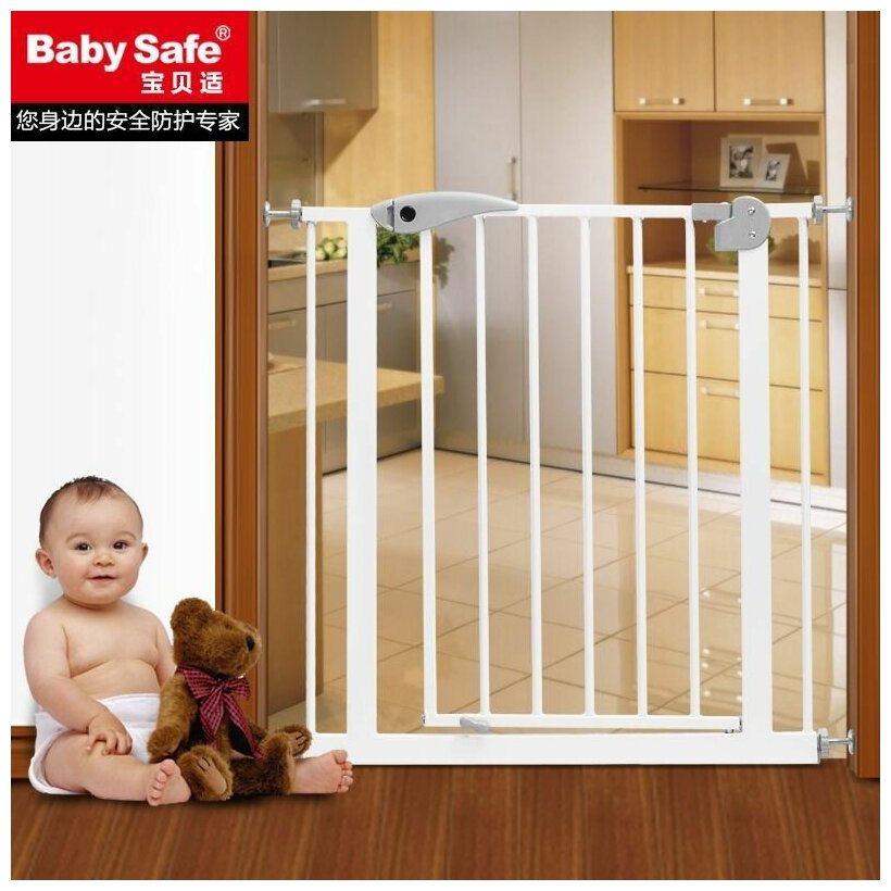 Барьер-калитка Baby Safe защитный для дверного/лестничного проема белый/голубой - фото №4