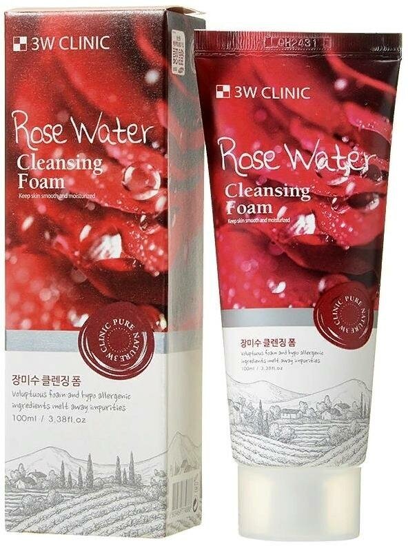 Пенка для умывания с розовой водой 3W Clinic Rose Water Foam Cleansing