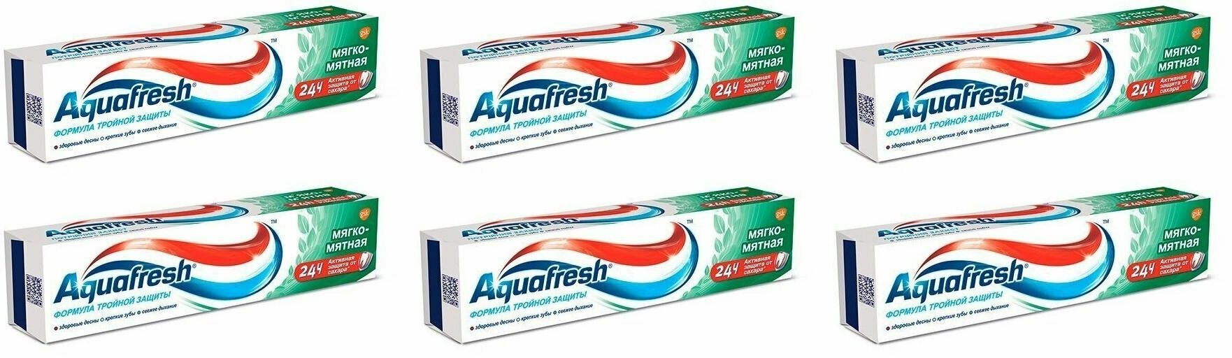 Aquafresh Зубная паста Тотал Кэа 3, Мягко-мятная, 50 мл, 6 шт