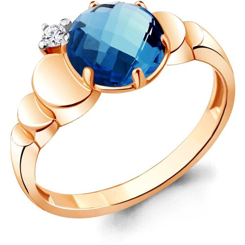 фото Кольцо из золочёного серебра aquamarine а6921593а-п с фианитом и лондон топазом, размер 17 diamant-online