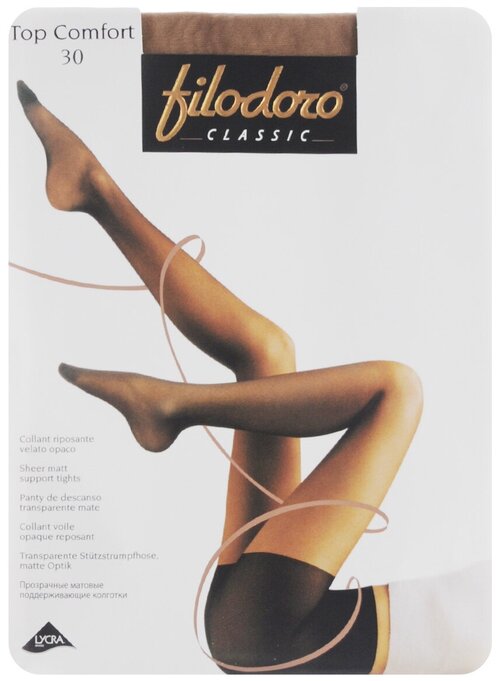 Колготки  Filodoro Classic Top Comfort, 30 den, размер 1-2, коричневый, бежевый