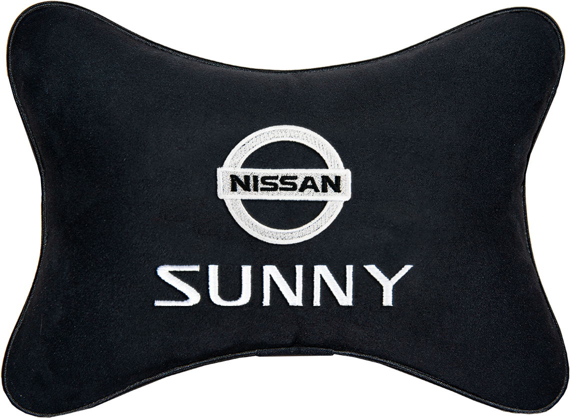 Подушка на подголовник алькантара Black с логотипом автомобиля NISSAN Sunny