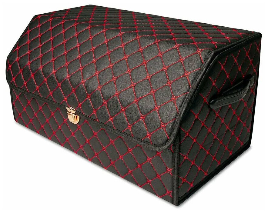 Ящик органайзер / сумка саквояж в багажник MejiCar 55x30x28 см черный / красной с замком