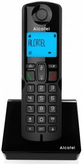 Беспроводной DECT радиотелефон Alcatel S230 RU BLACK с громкой связью и возможностью подключения доп. трубок