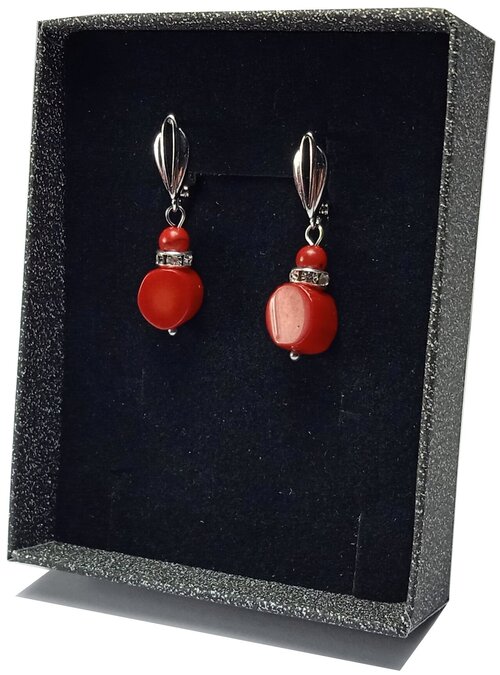 Серьги с подвесками AV Jewelry, коралл, серебряный, красный