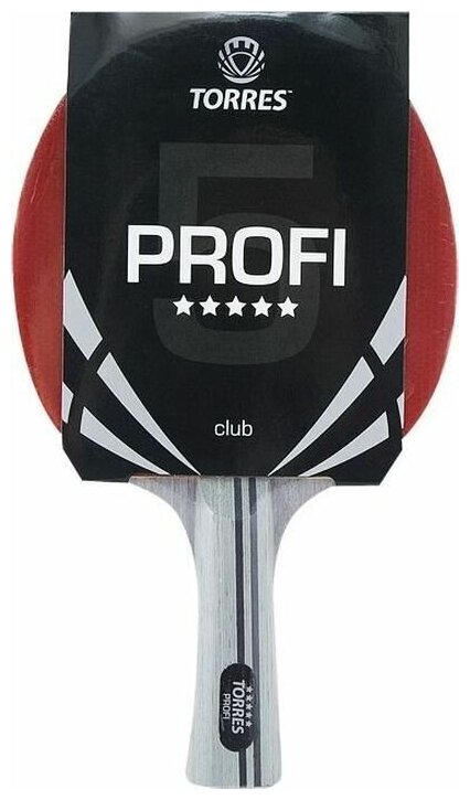 Ракетка для настольного тенниса TORRES Profi 5*, арт.TT21009, для спортсменов, накладка 2,0 мм, конич. ручка