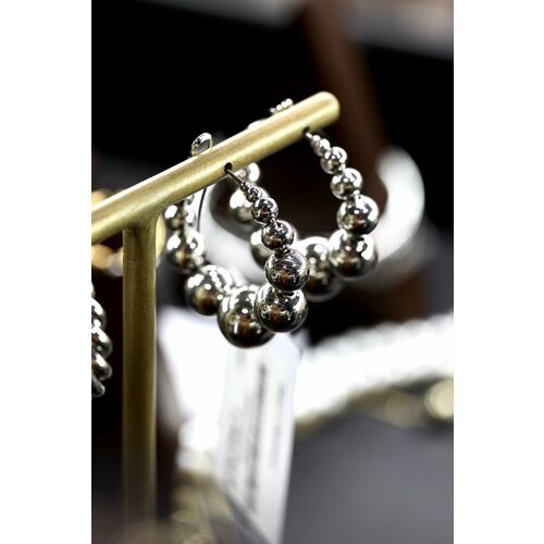 Серьги , бижутерный сплав, родирование, серебряный