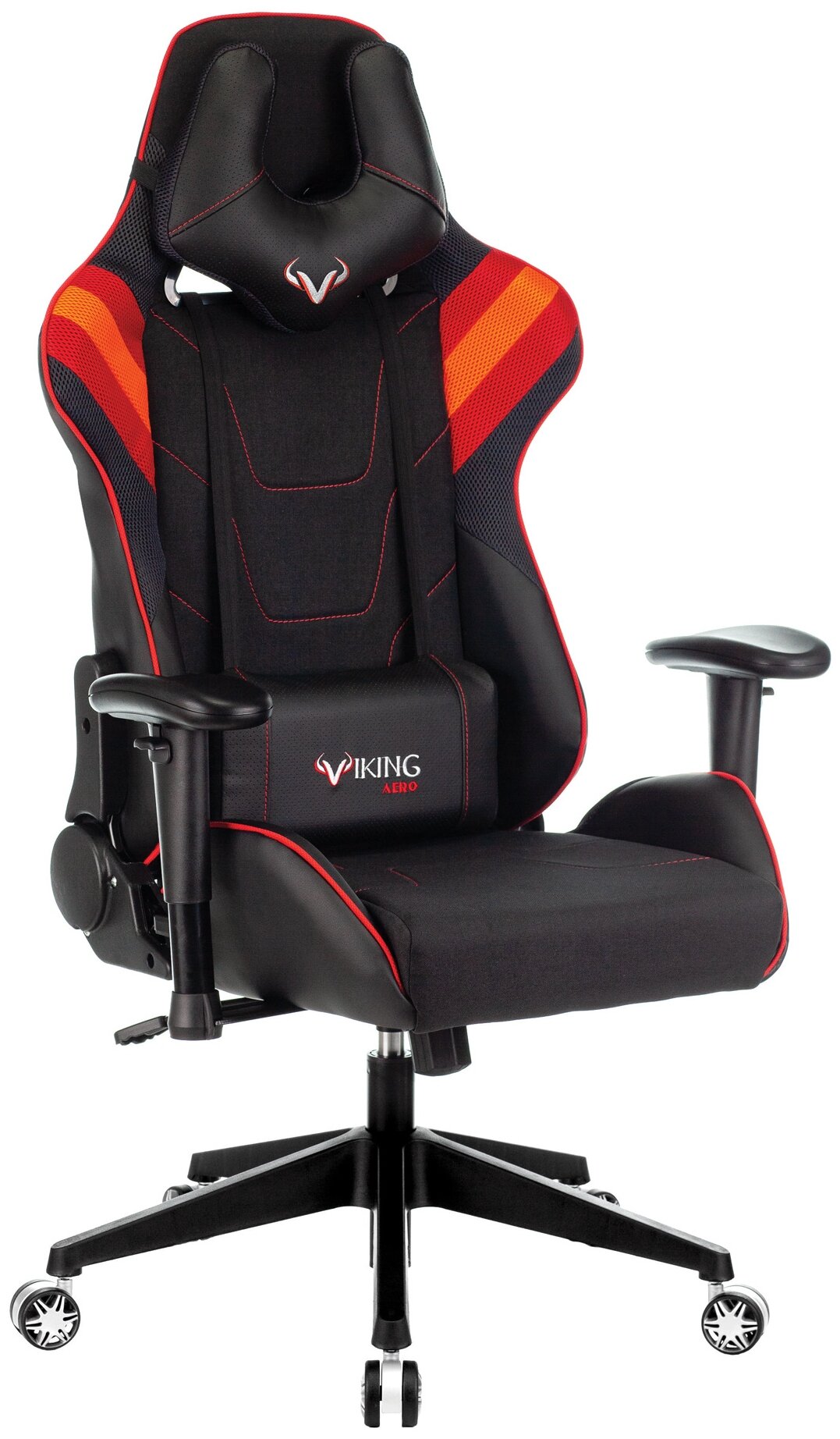 Кресло игровое ZOMBIE VIKING 4 AERO, на колесиках, текстиль/эко.кожа, красный/красный [viking 4 aero red]