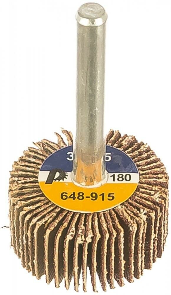 Круг лепестковый с оправкой ПРАКТИКА 30х15мм, P180, хвостовик 6 мм, серия Профи (648-915)
