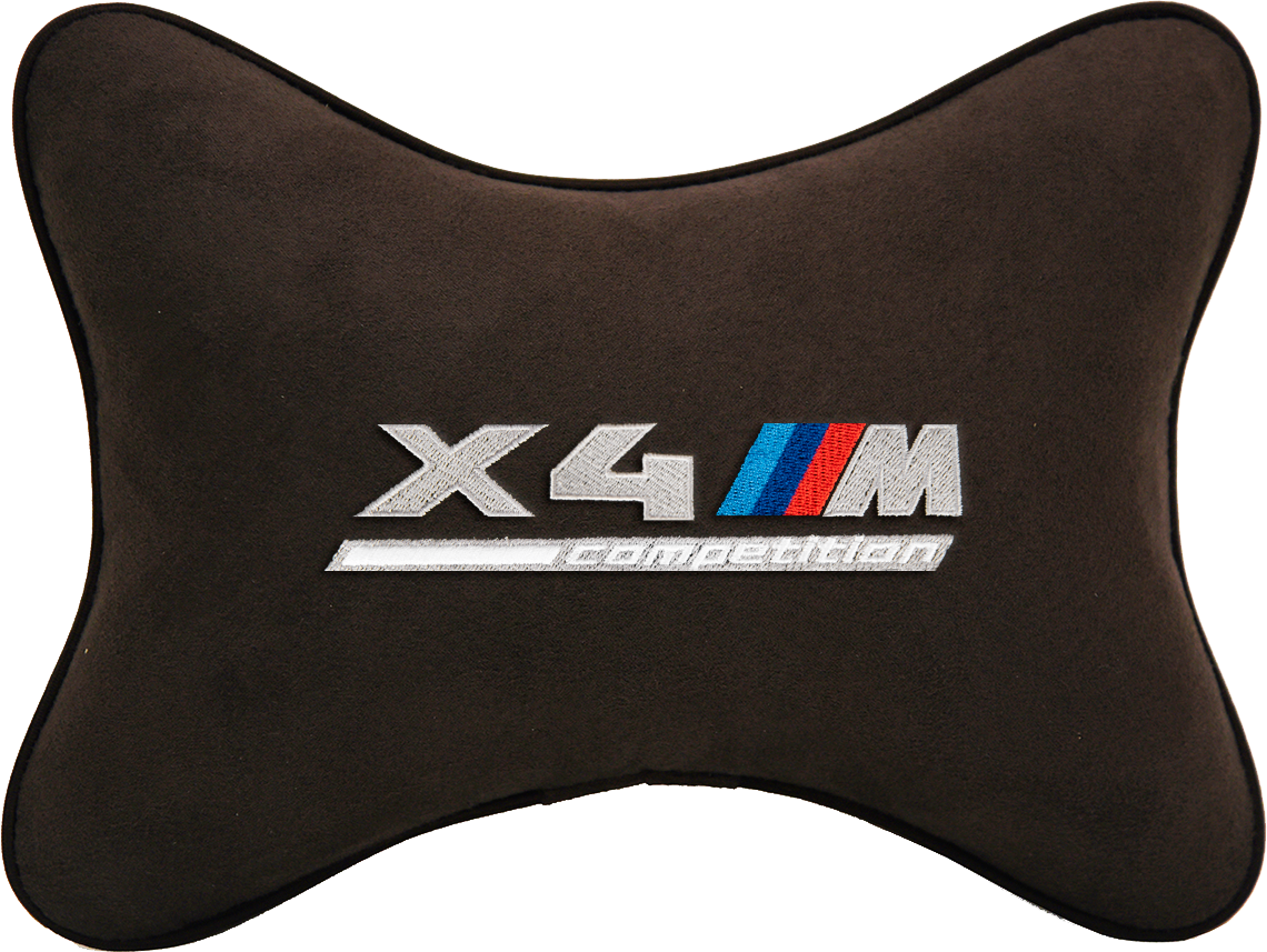 Подушка на подголовник алькантара Coffee с логотипом автомобиля BMW X4M COMPETITION