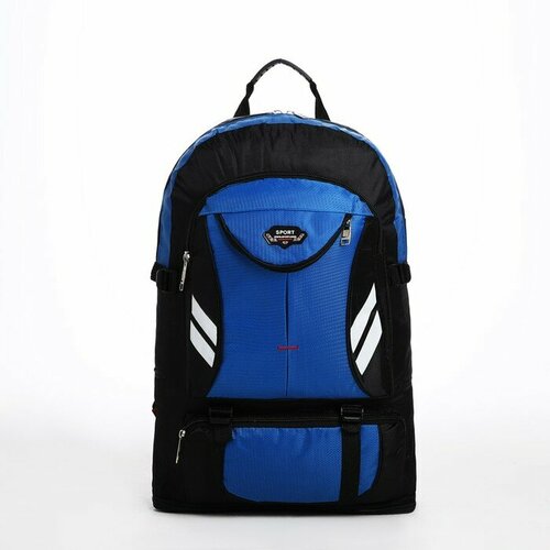 Рюкзак туристический на молнии, 4 наружных кармана, цвет синий/чёрный рюкзак туристический 35 16 53 65 отд на молнии с увел 5 н карманов красный