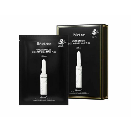 JMsolution Восстанавливающая тканевая маска для лица / WATER LUMINOUS S. O. S AMPOULE MASK PLUS BLACK, 1 шт.*30 мл