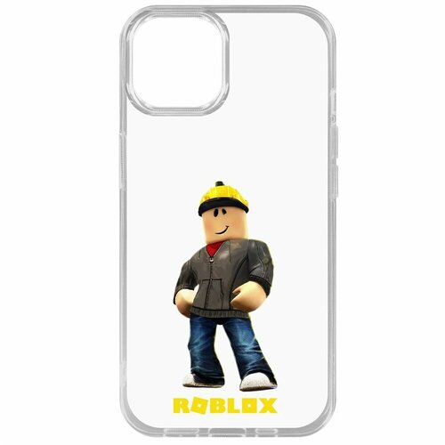 Чехол накладка Krutoff Clear Case Roblox Строитель для iPhone 15