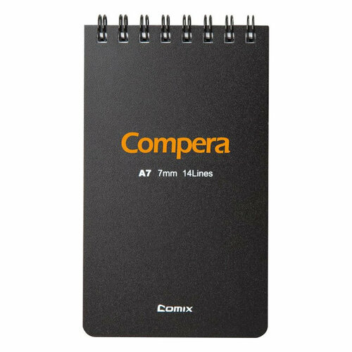 Блокнот А7 50л COMIX COMPERA BOND линия, пруж, черный/оранжев CPA7507 BLK/OR