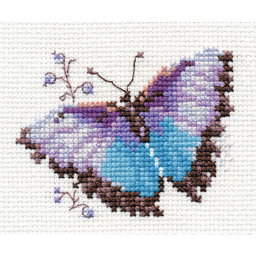 Набор для вышивания Алиса Яркие бабочки. Голубая 8х6 см