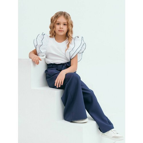 ВауМяу, размер 140, белый комплект одежды incity блуза и брюки нарядный стиль размер 7 лет мультиколор
