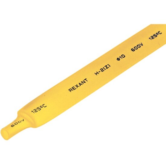 Термоусадочная трубка Rexant 10,0/5,0 мм желтая (50 шт. по 1 м.), 21-0002