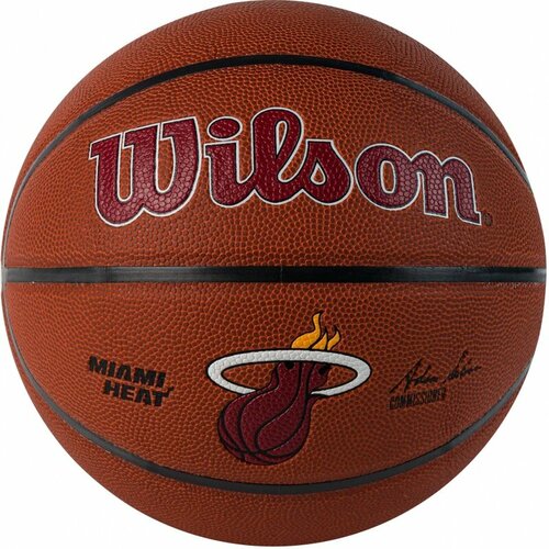 wilson мяч баскетбольный nba team 7 размер Мяч баскетбольный WILSON NBA Mia Heat, WTB3100XBMIA размер 7, синтетическая кожа (композит), коричнево-красный