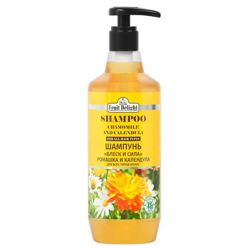 FRUIT DELIGHT, Шампунь для волос, Блеск и Сила, с экстрактом Ромашки и календулы, 1000 мл