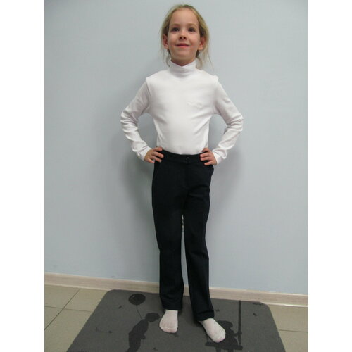 фото Школьные брюки дудочки классики, демисезон/зима, классический стиль, карманы, стрелки, размер 26, синий