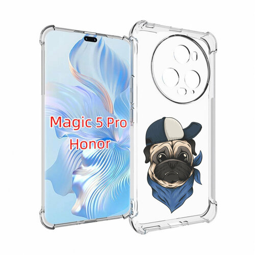 Чехол MyPads мопс-в-кепке для Honor Magic 5 Pro задняя-панель-накладка-бампер