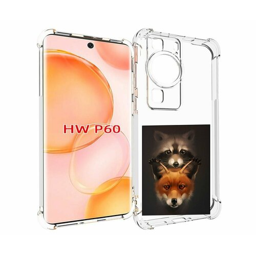 Чехол MyPads енотик-лисенок для Huawei P60 задняя-панель-накладка-бампер