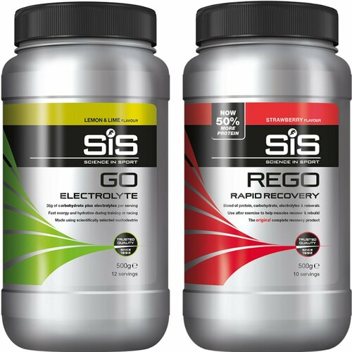 Восстановление SCIENCE IN SPORT (SiS) MIX500 ISOT+REGO 1 x 500 г, 1 x 500 г, Лимон-лайм, Клубника