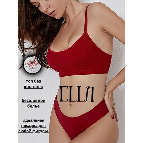 фото Комплект нижнего белья, бюстгальтер, размер 44, красный ella for women