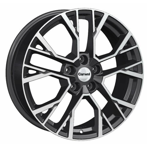 Литые колесные диски Carwel Камак 1810 (Atlas/Pro/ChanganCS55/75FL/Gr. Vitara) 7x18 5x114.3 ET45 D60.1 Чёрный глянцевый с полированной лицевой частью (122520)