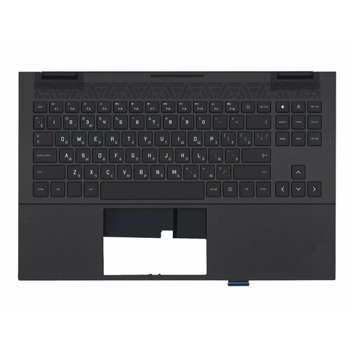 Клавиатура (топ-панель) для ноутбука HP Omen 15-EN черная с черным топкейсом клавиатура топ панель для ноутбука hp envy 15 dr 15 ds черная с черным топкейсом