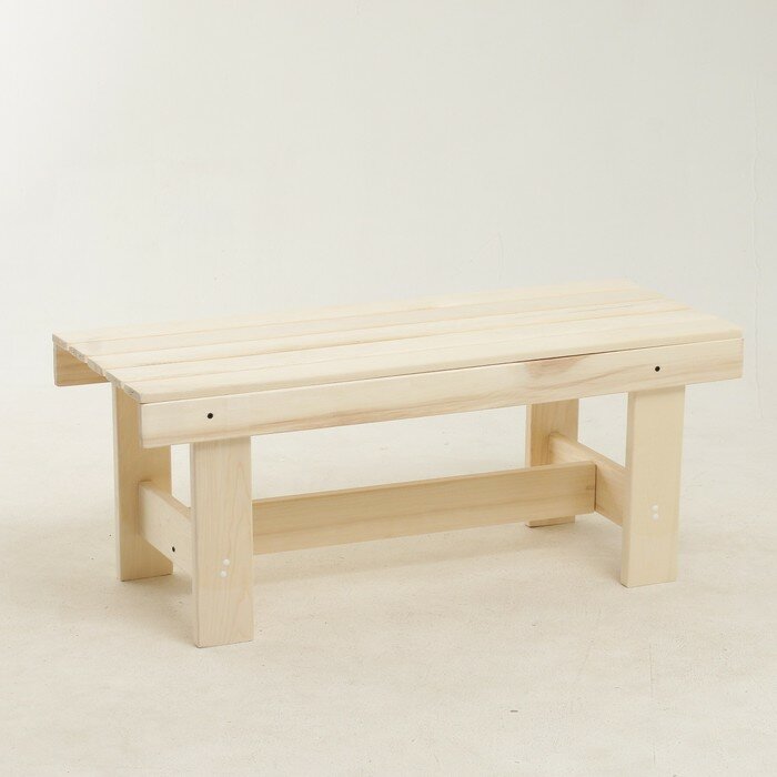 Лавочка (скамейка) деревянная из липы 100 х 32 х 42 см, без спинки, для бани и дачи, садовая для дома