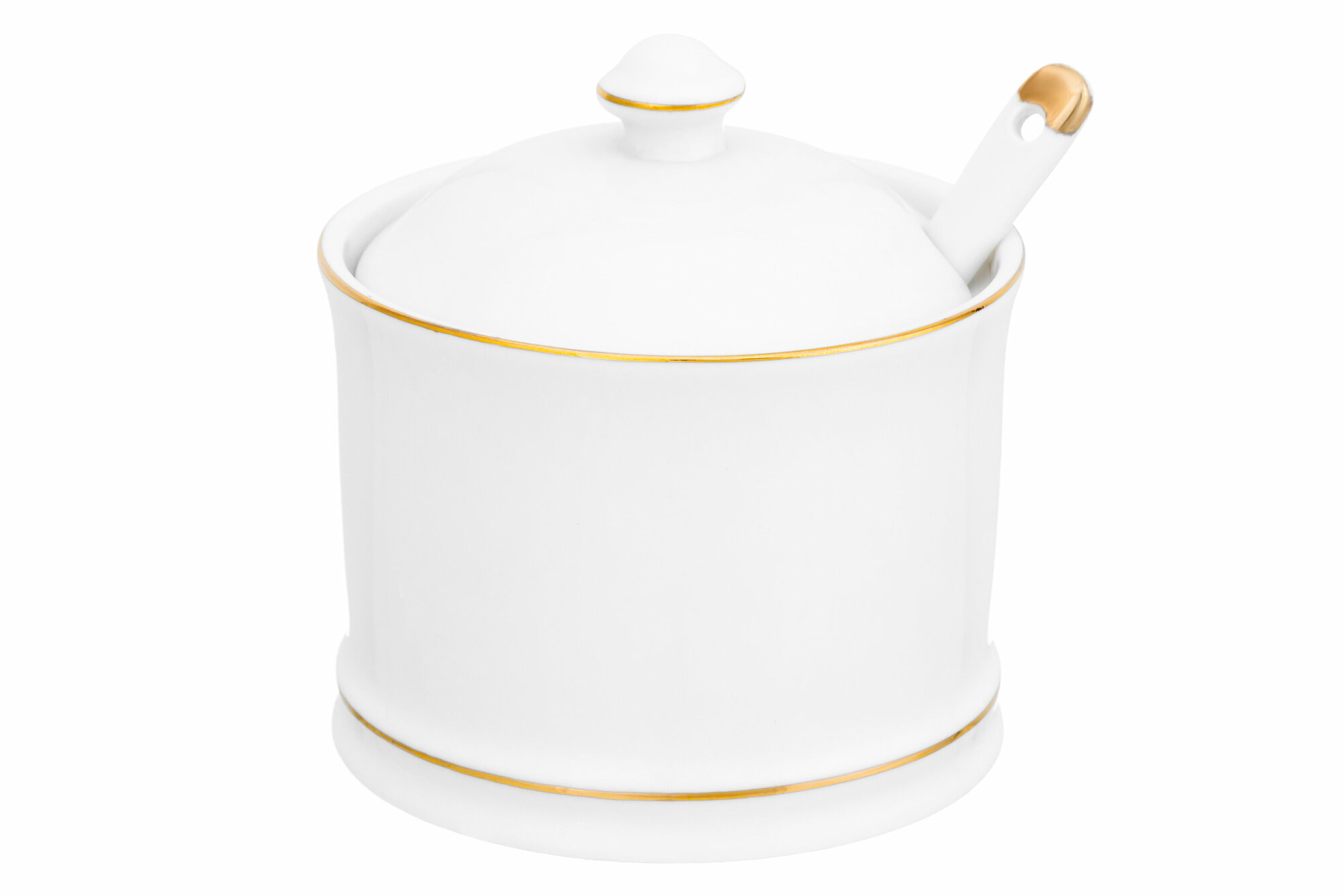 фото Сахарница 320 мл 9х9х10 см Elan Gallery Снежинка с золотом, с ложкой