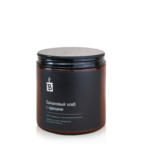 Банановый хлеб С орехами Большая свеча в стекле, Banka home