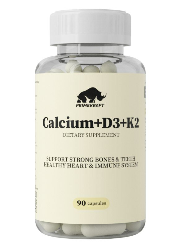 Витаминный комплекс Кальций + D3 + К2 PRIMEKRAFT (Calcium+D3+K2) / 90 капсул / 1 курс приема