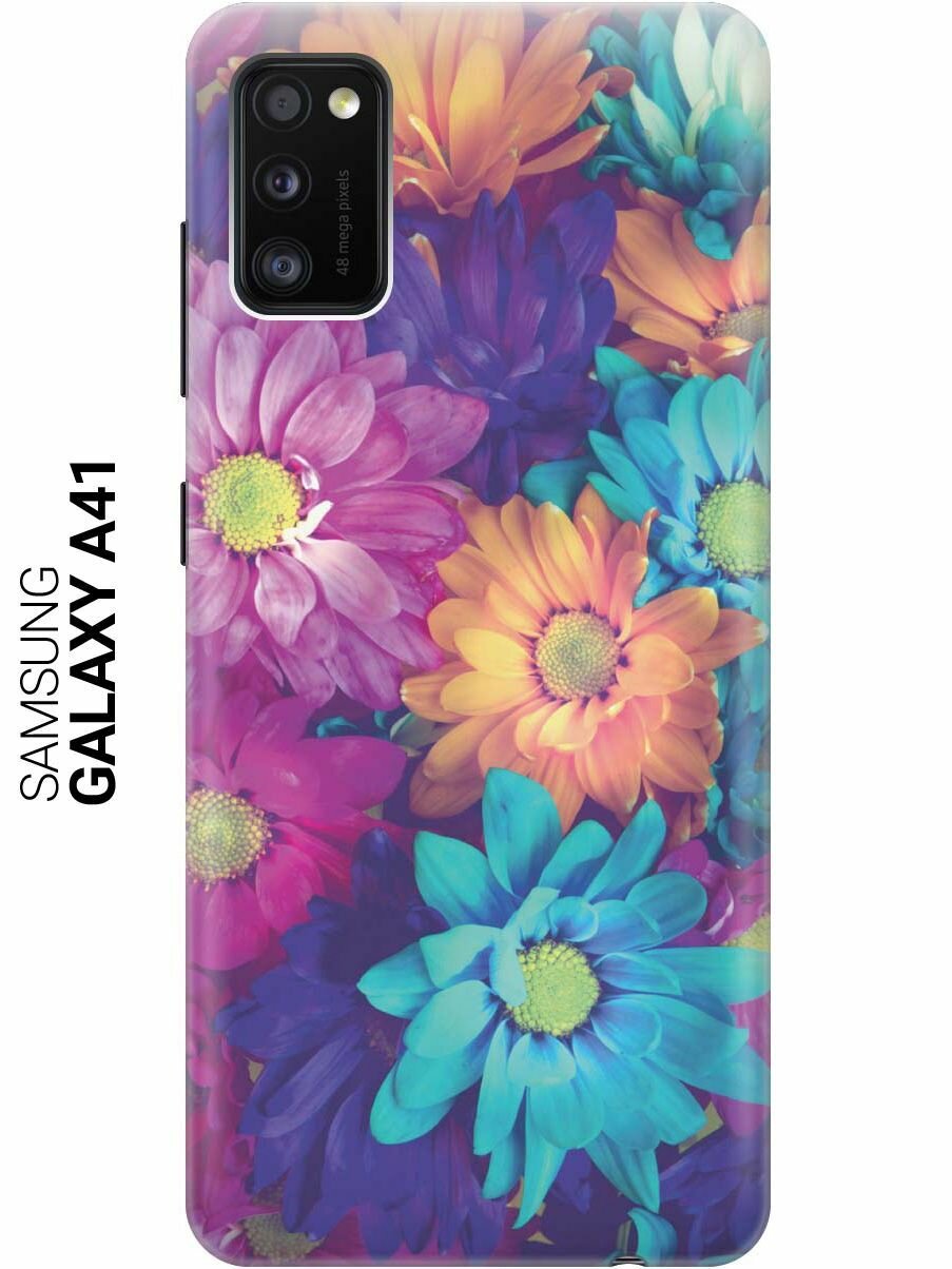 Ультратонкий силиконовый чехол-накладка для Samsung Galaxy A41 с принтом "Много цветов"
