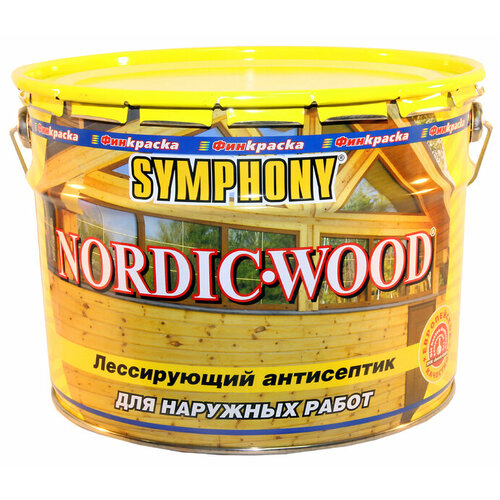 Лессирующий Антисептик Финкраска Symphony NORDIC WOOD 3л для Обработки Наружных Деревянных Поверхностей / Симфония Нордик Вуд.