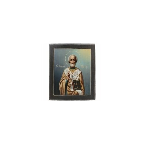 Икона Николай Чудотворец 30х35,5 19 век #122132 икона распятие 19 век 31х36