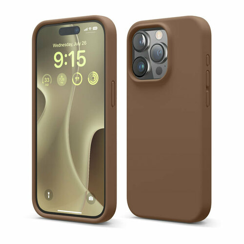 Elago для iPhone 15 Pro чехол Soft silicone (Liquid) Brown