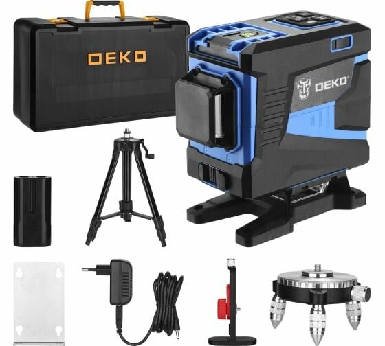 Лазерный самовыравнивающийся профессиональный уровень DEKO в кейсе LL12-HVR PREMIUM со штативом 1 м (12 линий) 065-0105-2