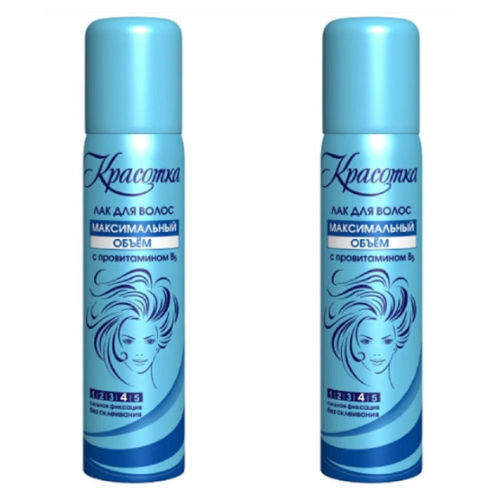 Лак для волос Красотка, максимальный объем с провитамином В5, сильная фиксация, 170 мл, 2 шт