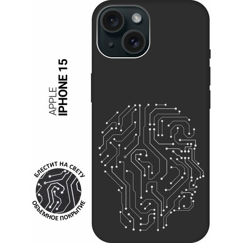 фото Силиконовый чехол на apple iphone 15 / эпл айфон 15 с рисунком "mindmap" soft touch черный slvgo
