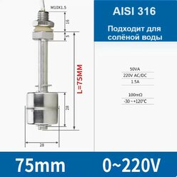 Датчик уровня воды (поплавок) 75мм 316ст