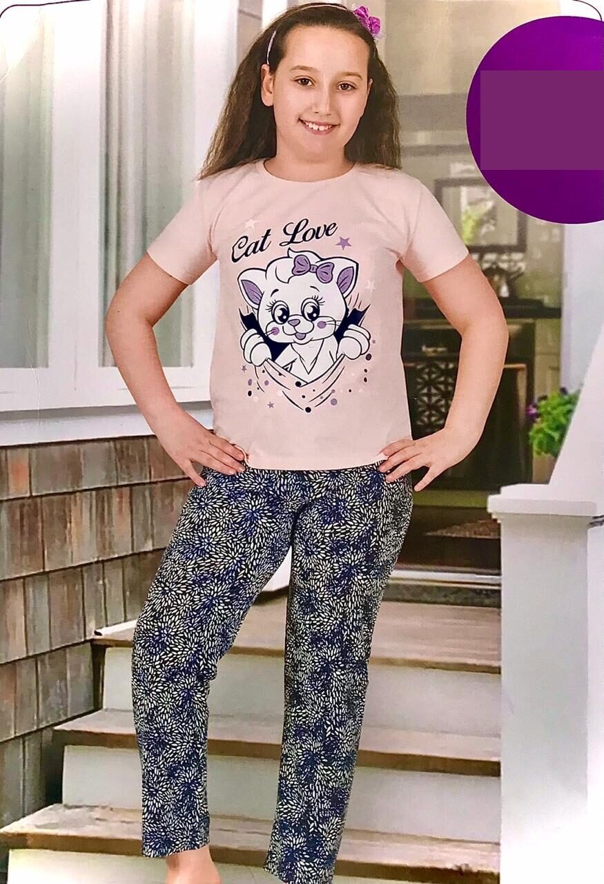 Пижама (домашний комплект ) на девочку с футболкой/Турция/ на рост 164
