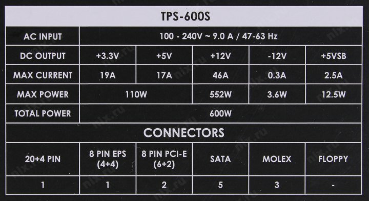 Блок питания ATX Chieftec 600W (ATX 2.3, 80 PLUS BRONZE, Active PFC, 120mm fan) Retail - фото №20