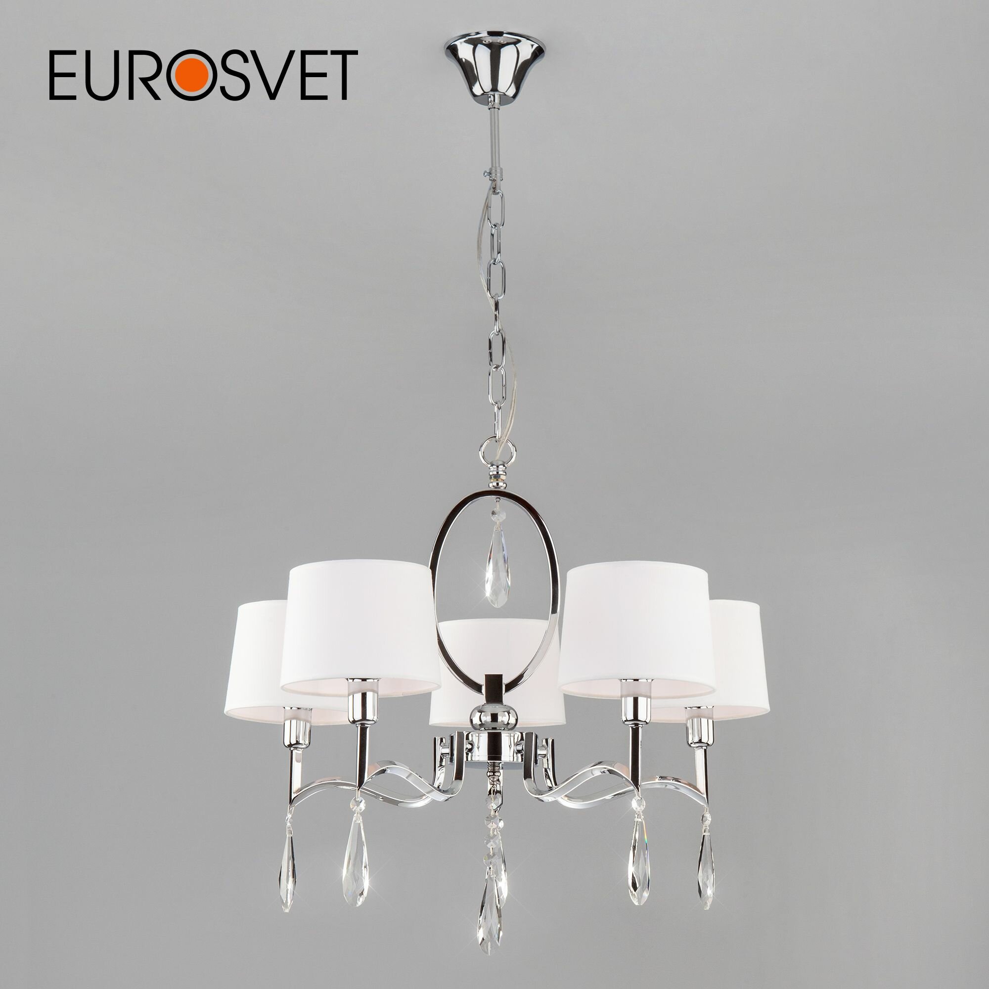 Люстра / Подвесной светильник Eurosvet Madera 10093/5, 5 ламп, E14, цвет хром / прозрачный хрусталь Strotskis